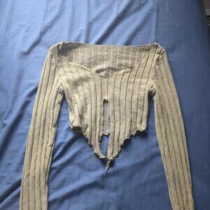 shein dark green long sleeve crop top